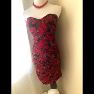 Strapless rose dress